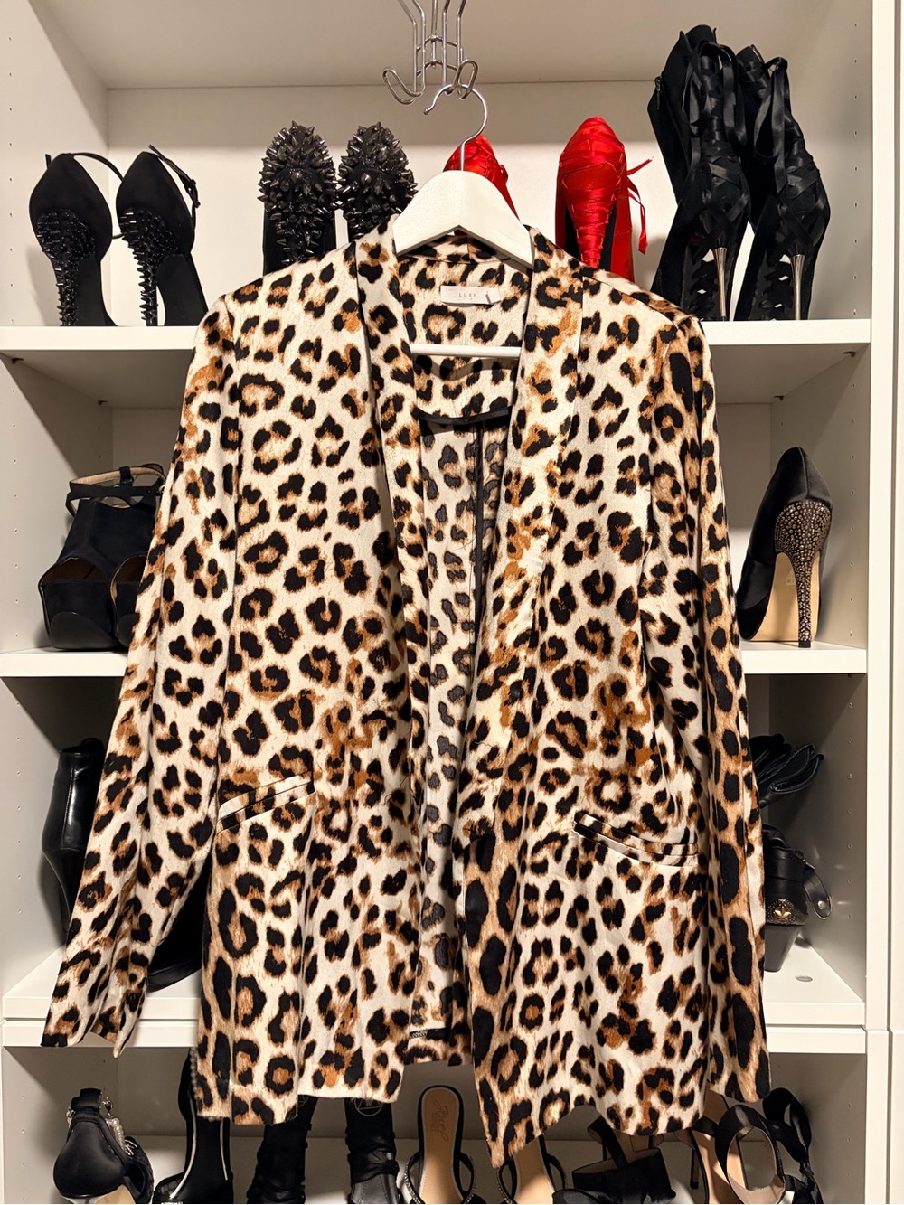 Lush Leopard Print Blazer in Brown and Black